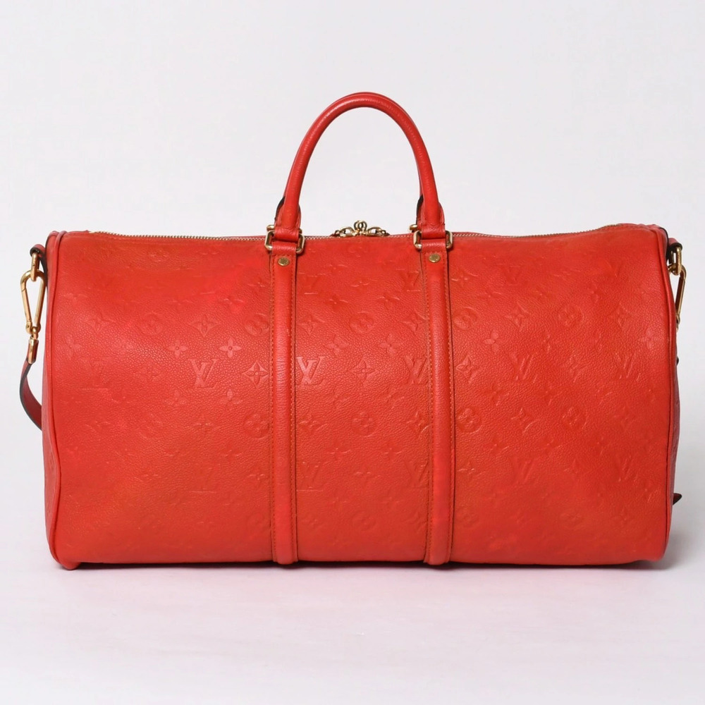LOUIS VUITTON Monogram Empreinte Keepall Bandouliere Red